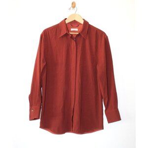 Aritzia Babaton Brown Women's Boyfriend Shirt Button Size M Long Sleeve autumn